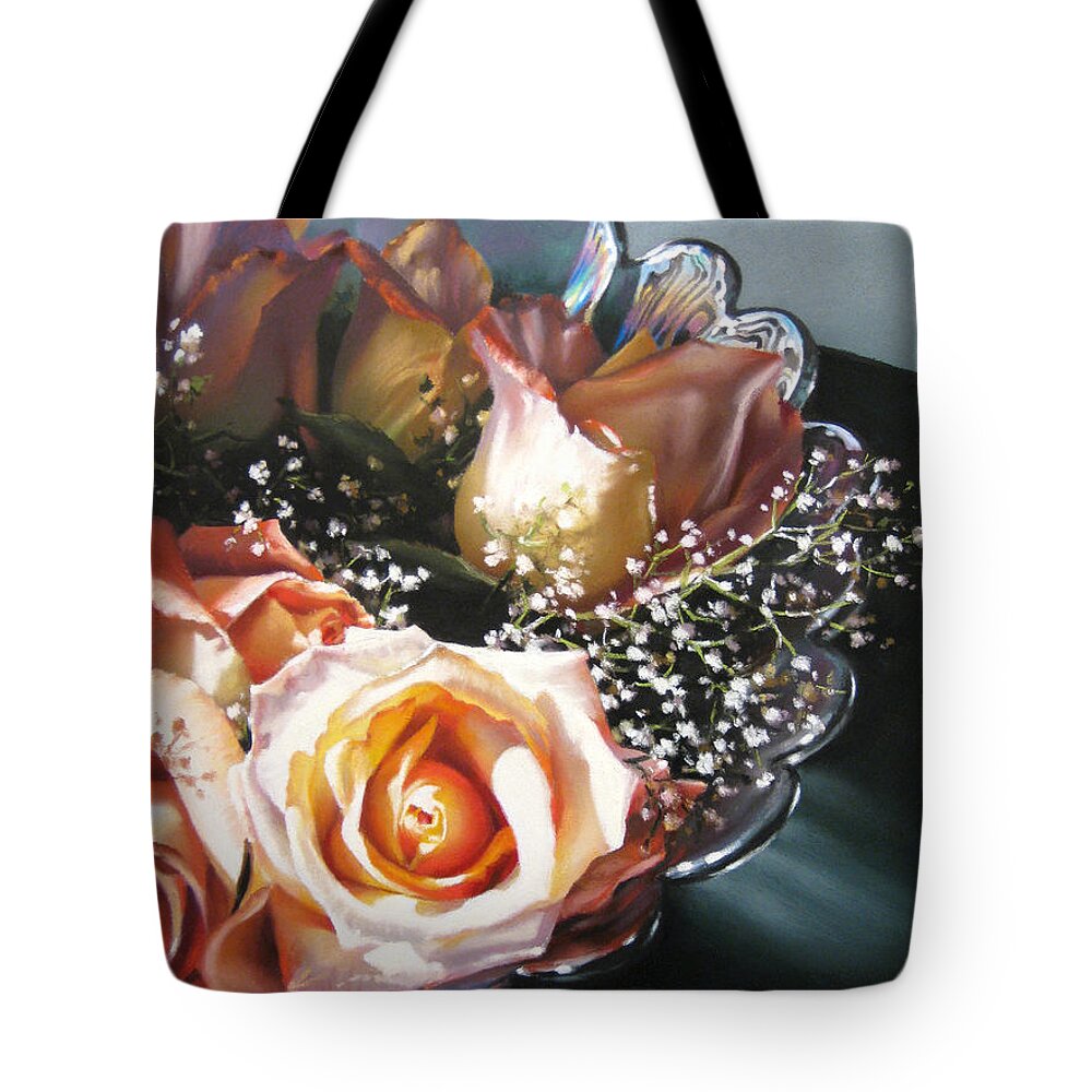 Still Life Tote Bag featuring the painting Rose Bowl by Dianna Ponting