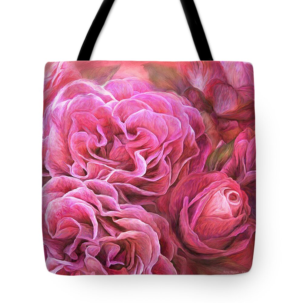 Rose Tote Bag featuring the mixed media Rose Moods - Desire by Carol Cavalaris