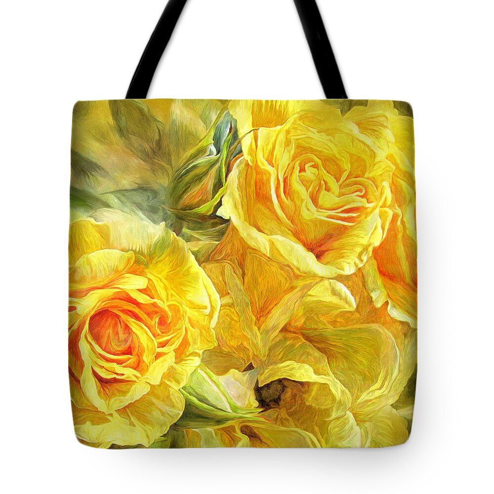 Rose Tote Bag featuring the mixed media Rose Moods - Joy by Carol Cavalaris