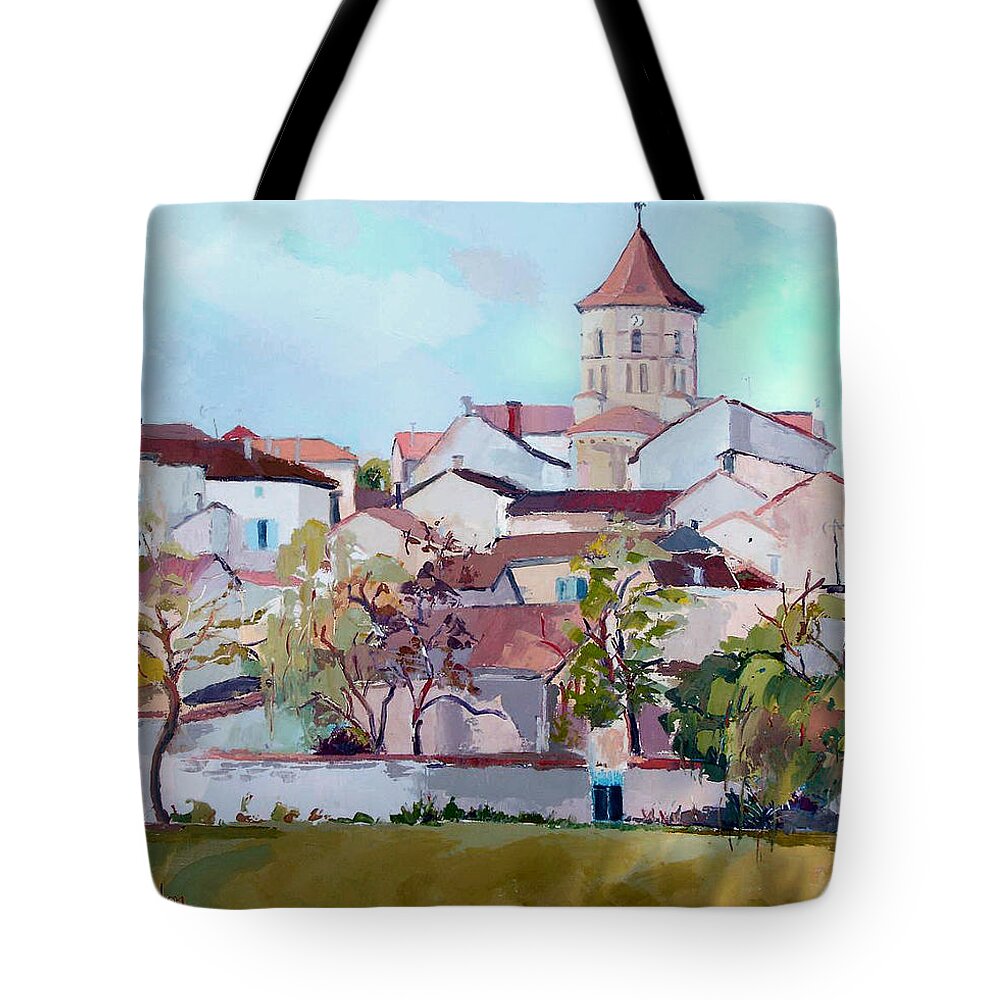Rouillac Tote Bag featuring the painting Rouillac by Kim PARDON