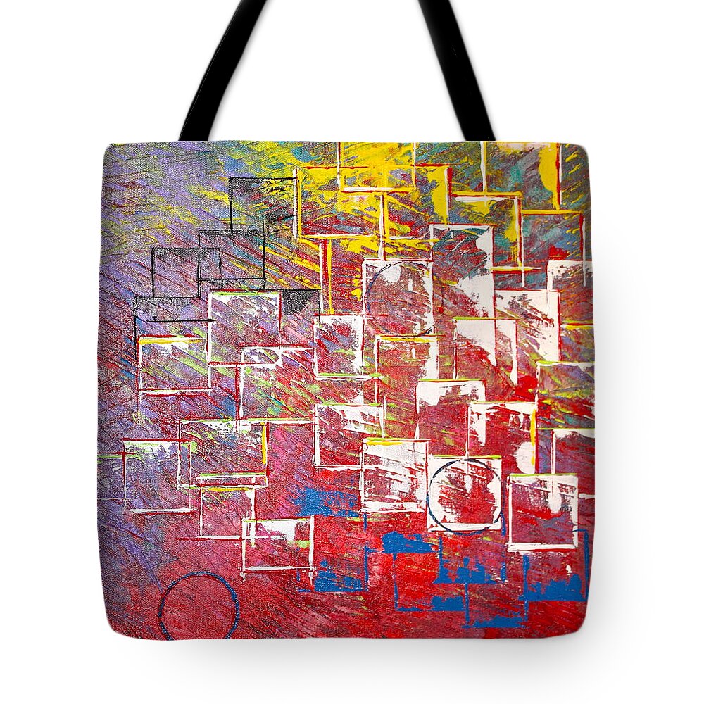 Abstract Tote Bag featuring the painting Round Peg by George Riney