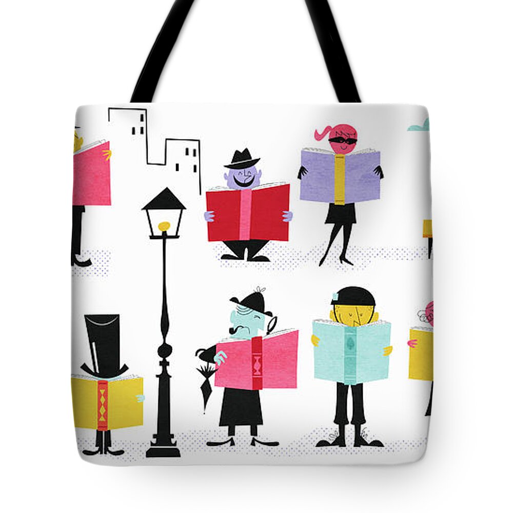 Adult Tote Bag featuring the photograph Rows Of Characters Enjoying Reading by Ikon Ikon Images