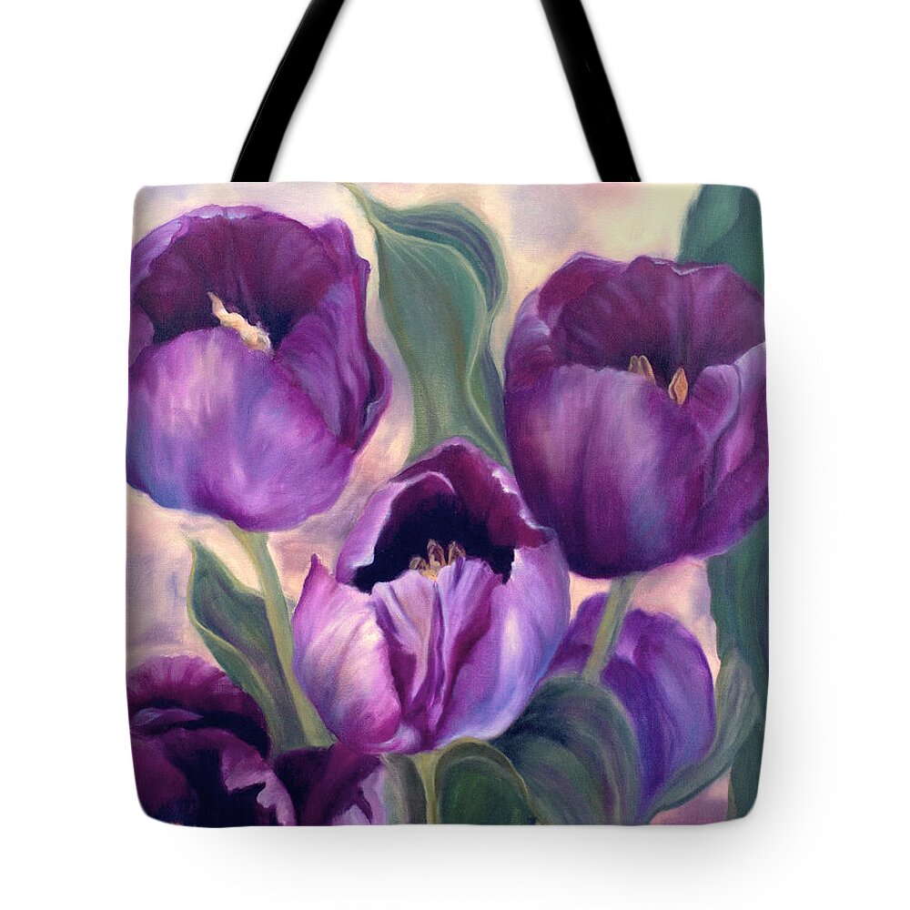Tulips Tote Bag featuring the painting Royal Beauties by Jeanette Sthamann