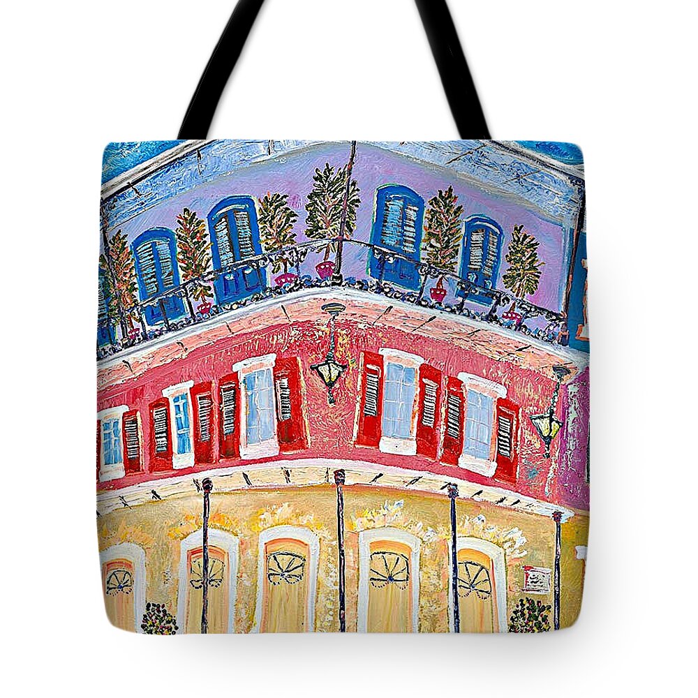 Colorful New Orleans Tote Bag featuring the painting Royal Sonesta by Kerin Beard