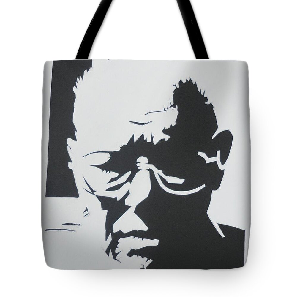 Elderly Tote Bag featuring the drawing Royal's portrait by PainterArtist FIN