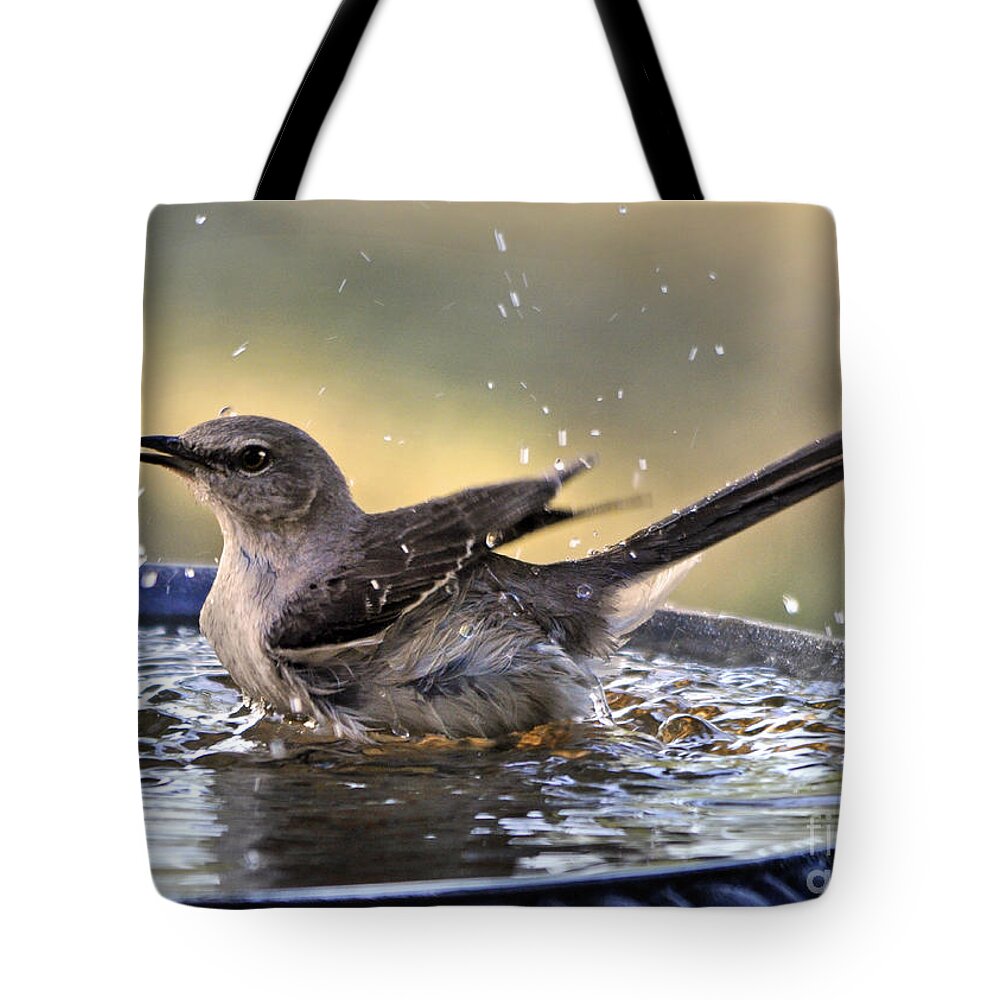Nature Tote Bag featuring the photograph Rub-a-dub-dub Mockingbird by Nava Thompson