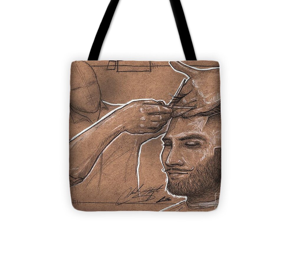 Comb Over Tote Bag featuring the drawing Rugged Shears by Shop Aethetiks