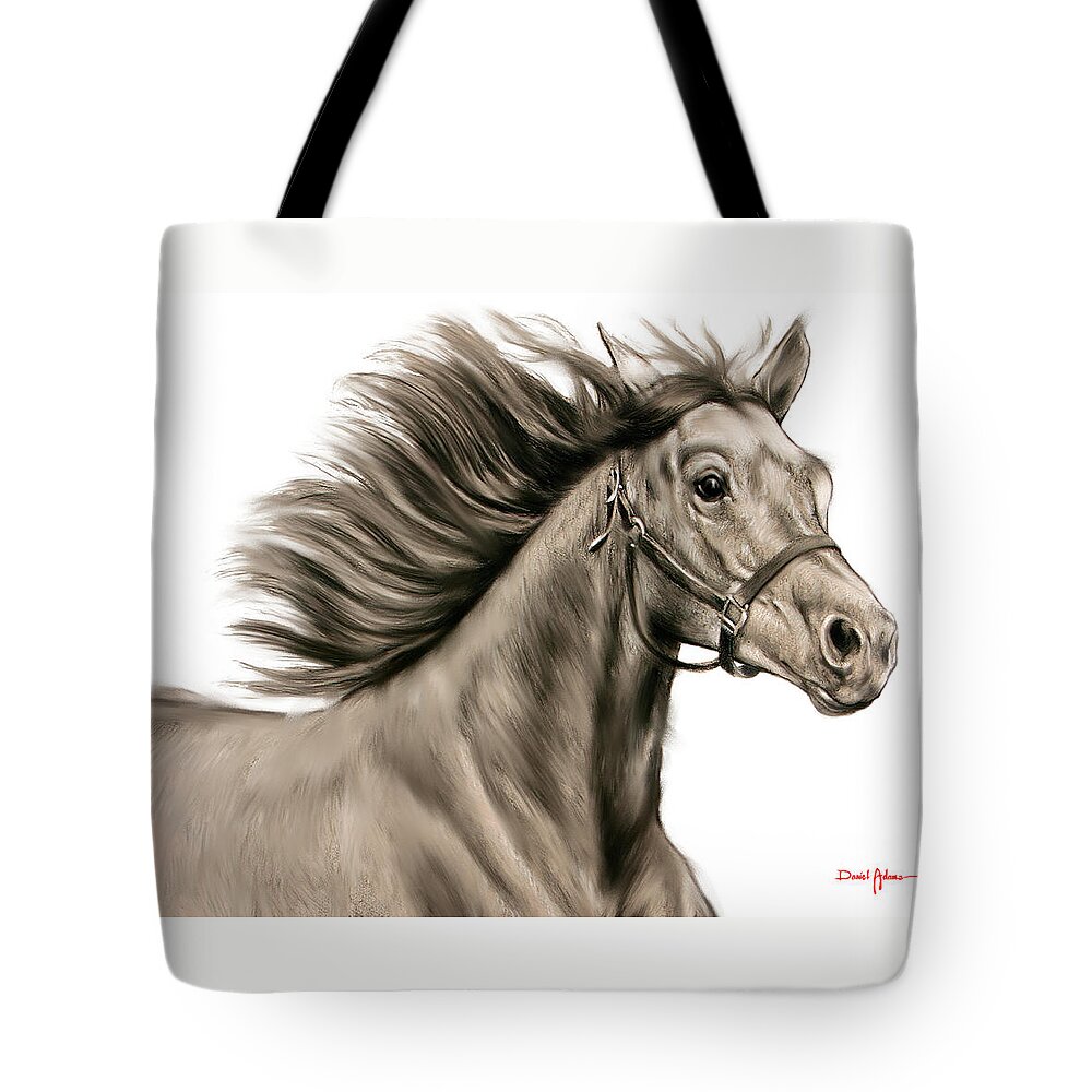 Horse Tote Bag featuring the painting DA146 Running Free by Daniel Adams by Daniel Adams