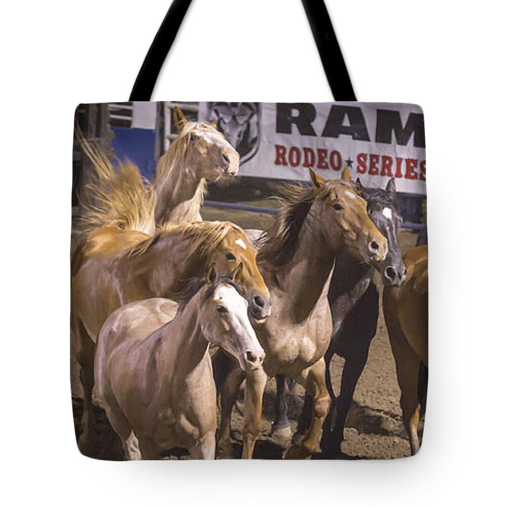 Rodeo Tote Bag featuring the photograph Running Loose by Caitlyn Grasso