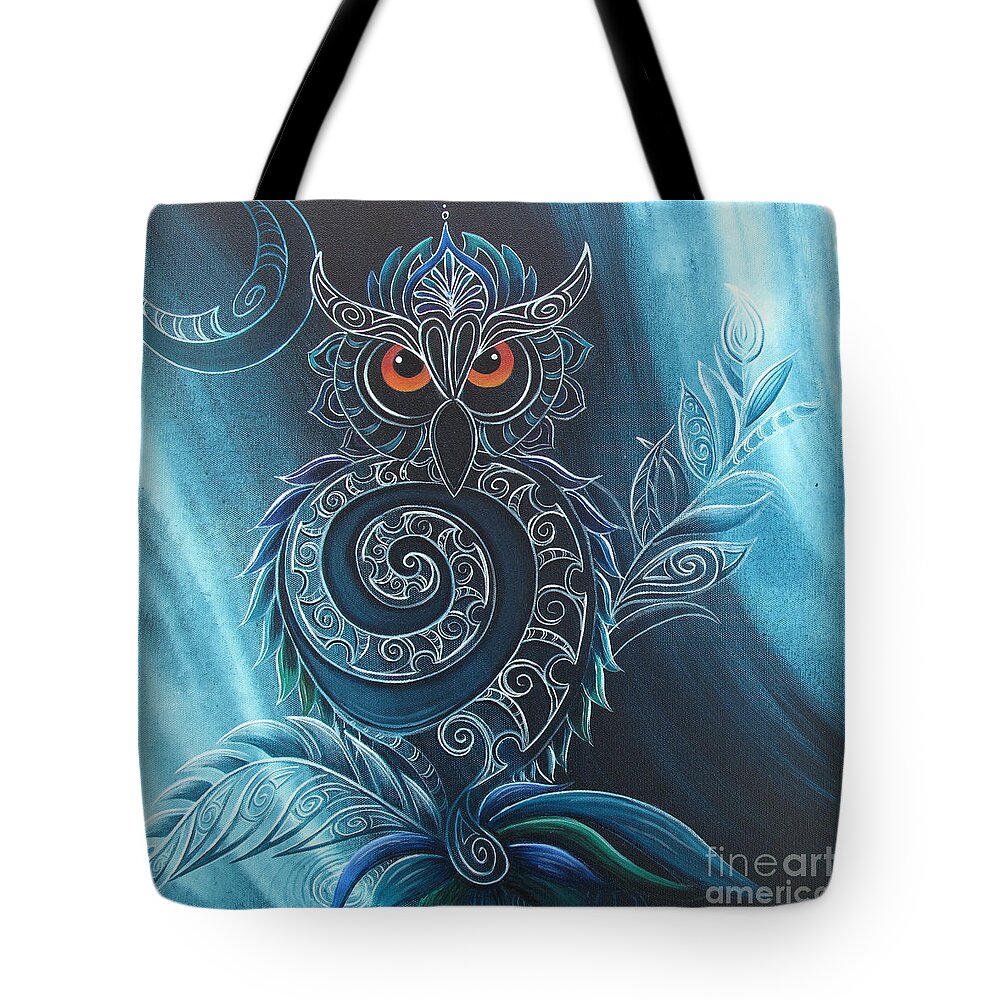 Owl Tote Bag featuring the painting Ruru by Reina Cottier