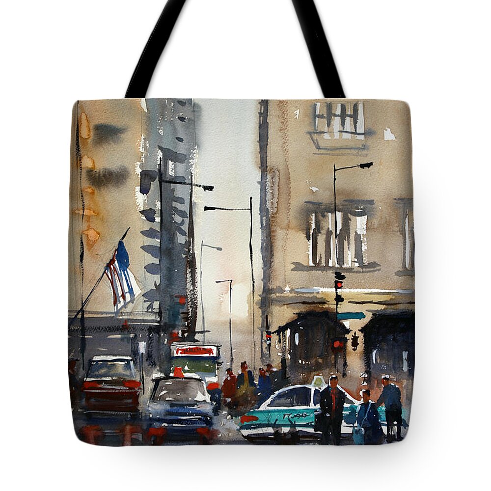 Ryan Radke Tote Bag featuring the painting Rush Hour - Chicago by Ryan Radke