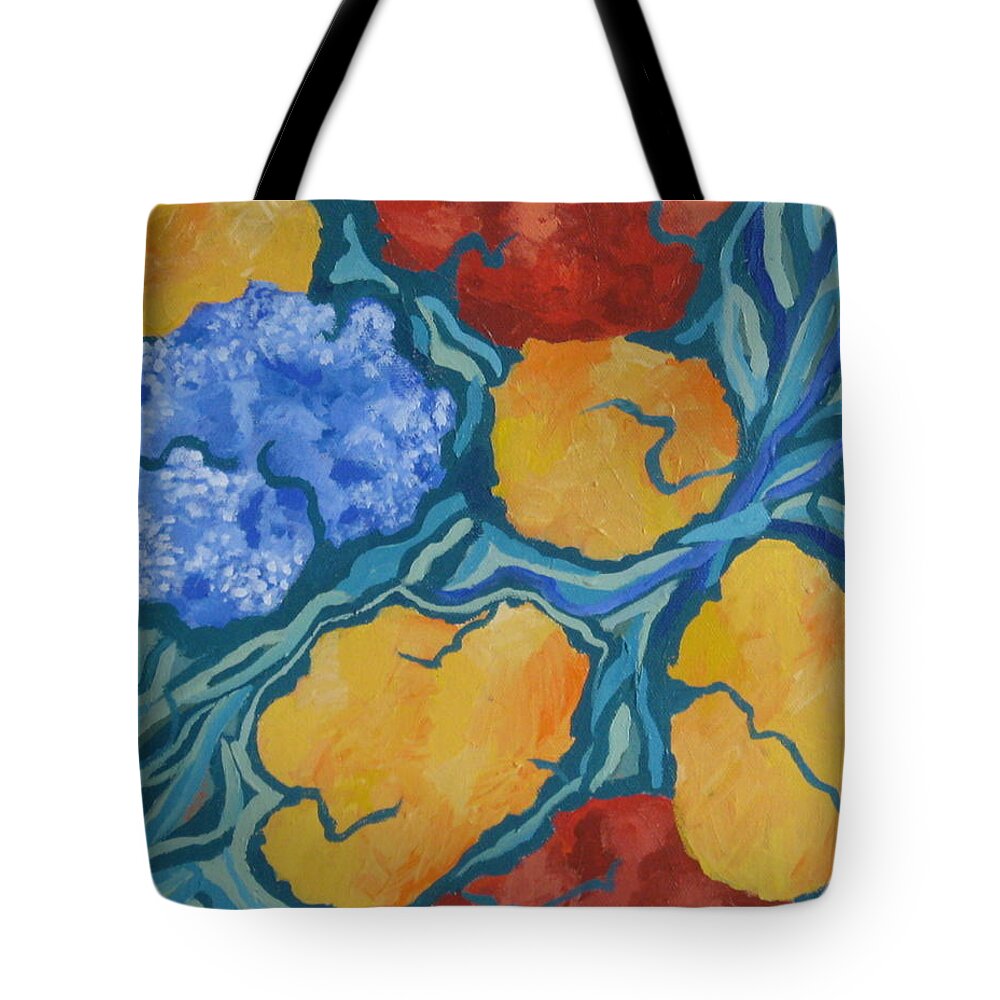 Organic Forms Tote Bag featuring the painting Rush Hour by Edy Ottesen