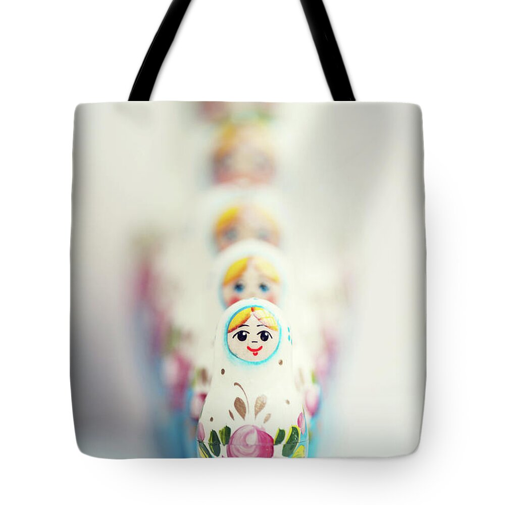 Russian Nesting Doll Tote Bag featuring the photograph Russian Dolls by Images By Christina Kilgour