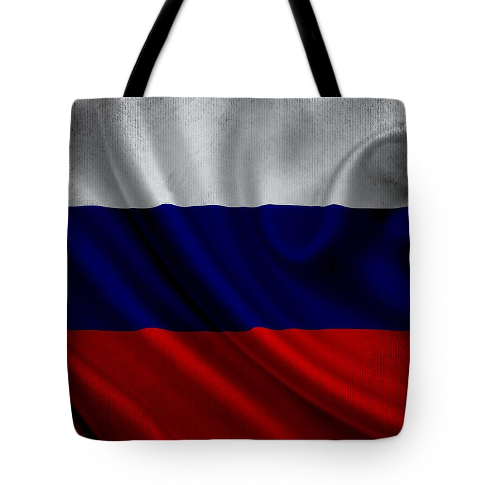 Democracy Tote Bag featuring the digital art Russian flag waving on canvas by Eti Reid
