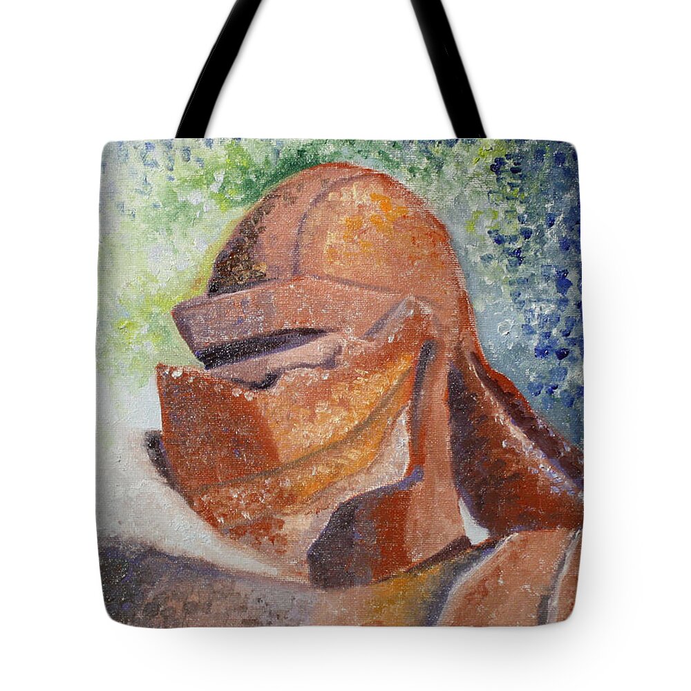 Knight Tote Bag featuring the painting Rusty by Mary Beglau Wykes