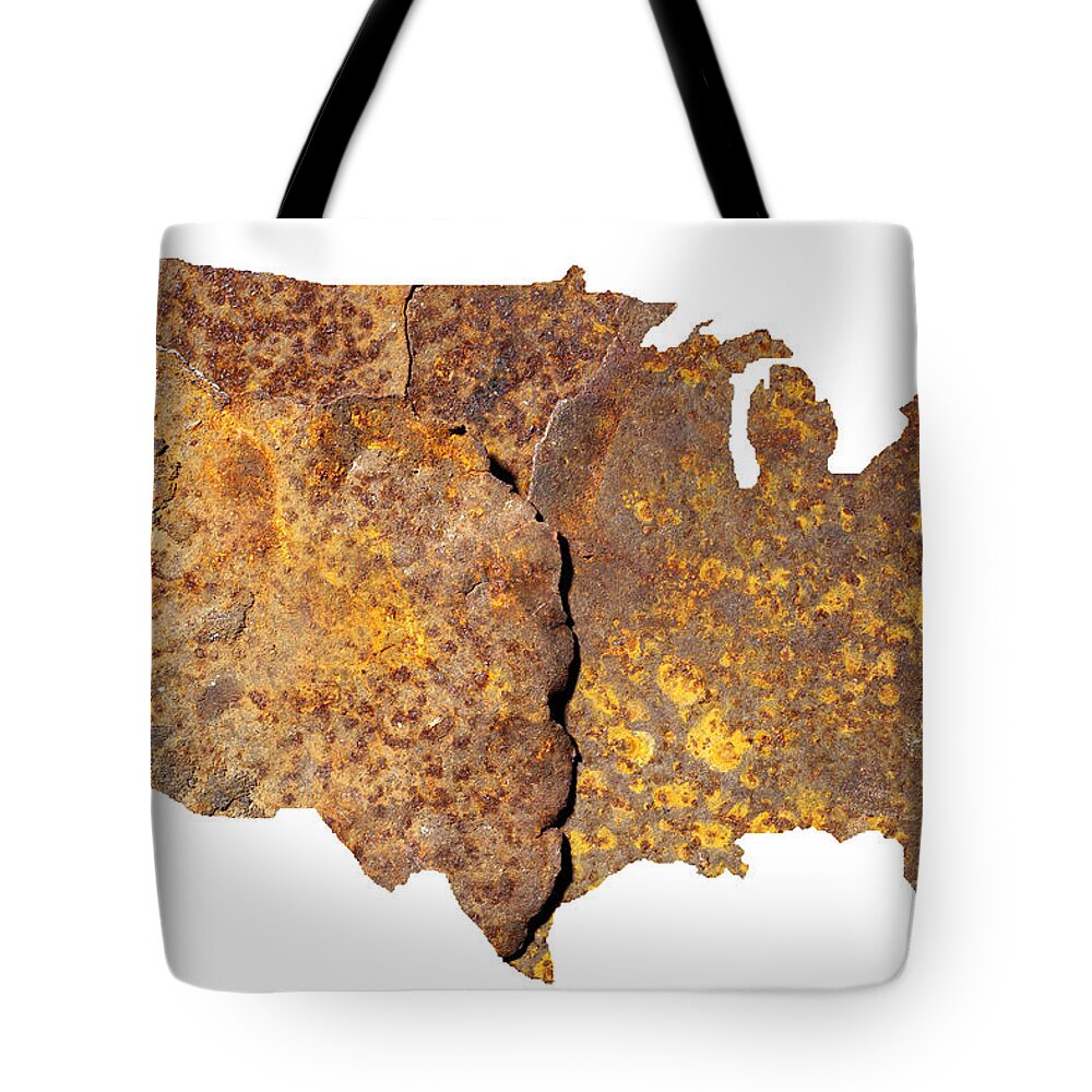 Usa Tote Bag featuring the photograph Rusty USA map by Tony Cordoza