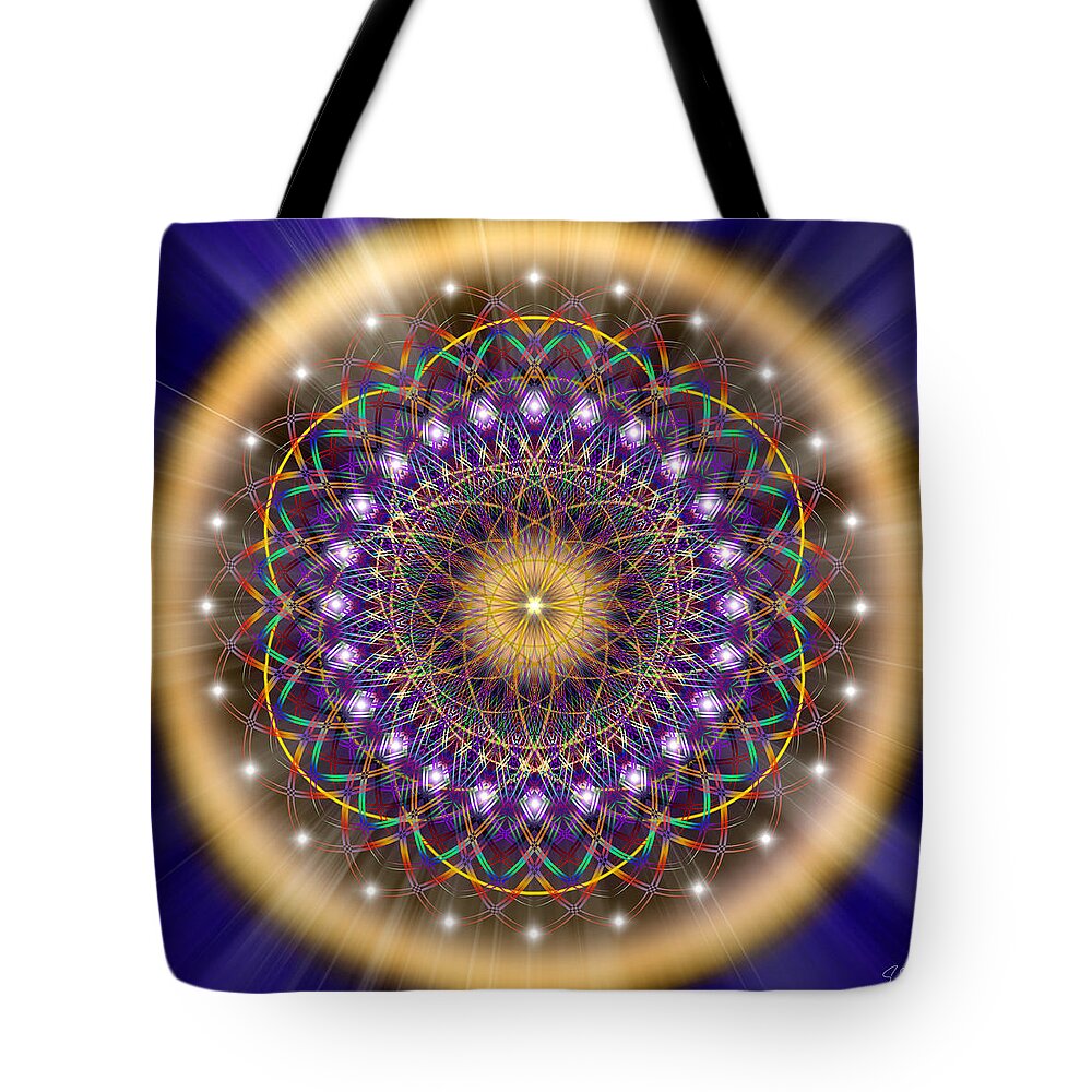 Endre Tote Bag featuring the digital art Sacred Geometry 150 by Endre Balogh
