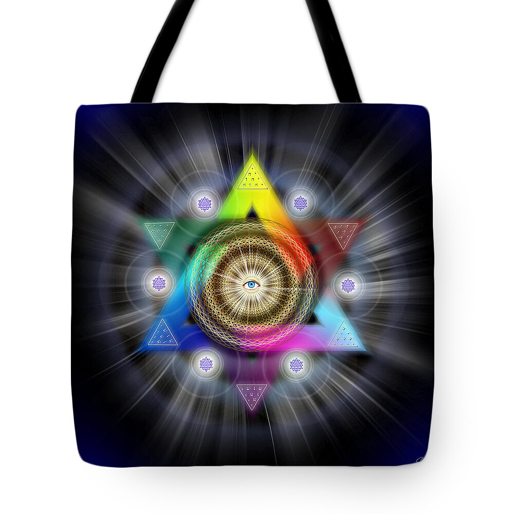 Endre Tote Bag featuring the digital art Sacred Geometry 347 by Endre Balogh