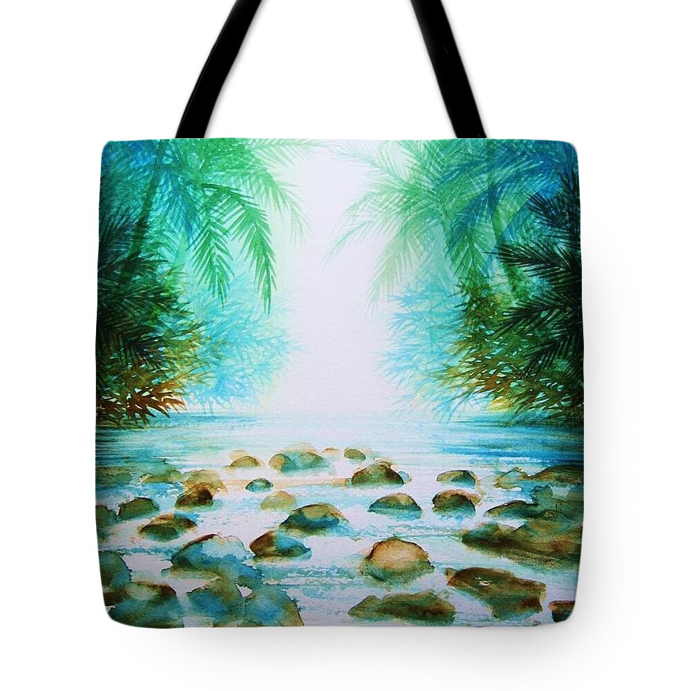 Waterfalls Tote Bag featuring the painting Sacred Pools by Frances Ku