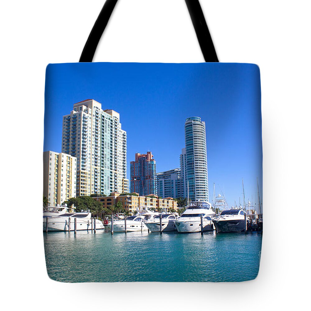 Yachts Tote Bag featuring the photograph Miami Beach Marina Series 28 by Carlos Diaz