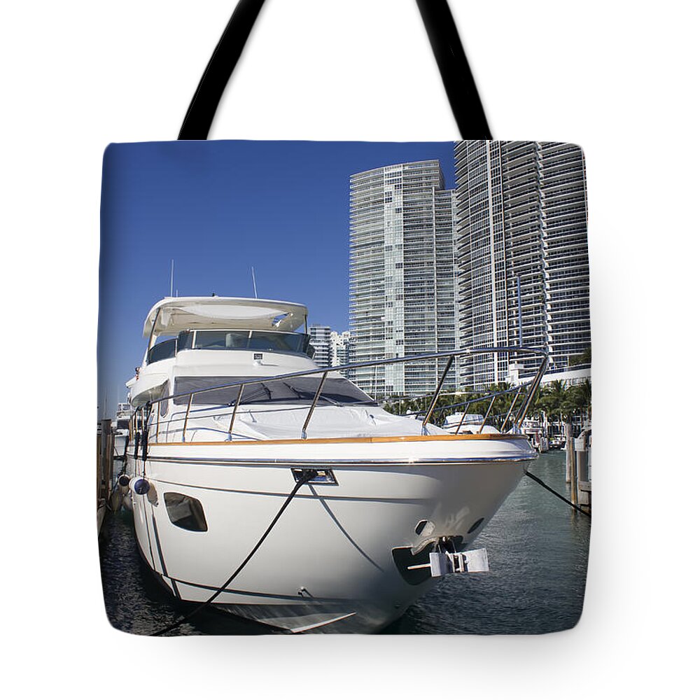 Luxury Yacht Tote Bag featuring the photograph Miami Beach Marina 31 by Carlos Diaz