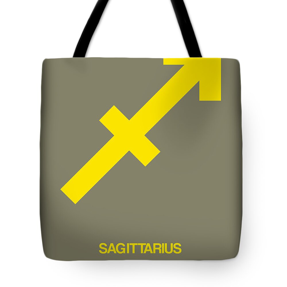 Sagittarius Tote Bag featuring the digital art Sagittarius Zodiac Sign Yellow by Naxart Studio