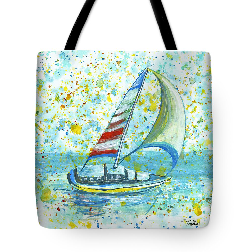 Seascape Tote Bag featuring the painting Sail On Maui by Darice Machel McGuire