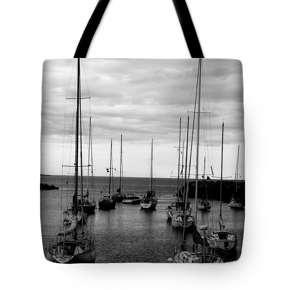 Artoffoxvox Tote Bag featuring the photograph Sailboats at Harbor Mouth by Kristen Fox