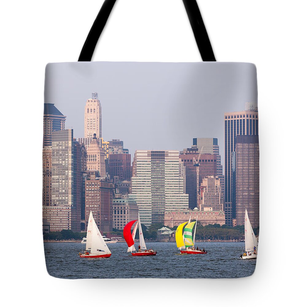 Clarence Holmes Tote Bag featuring the photograph Sailboats on the Hudson I by Clarence Holmes