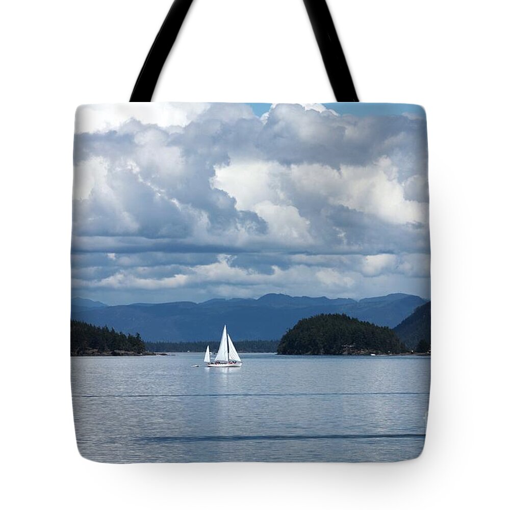 Nautical Tote Bag featuring the photograph Sailing in the San Juans by Carol Groenen