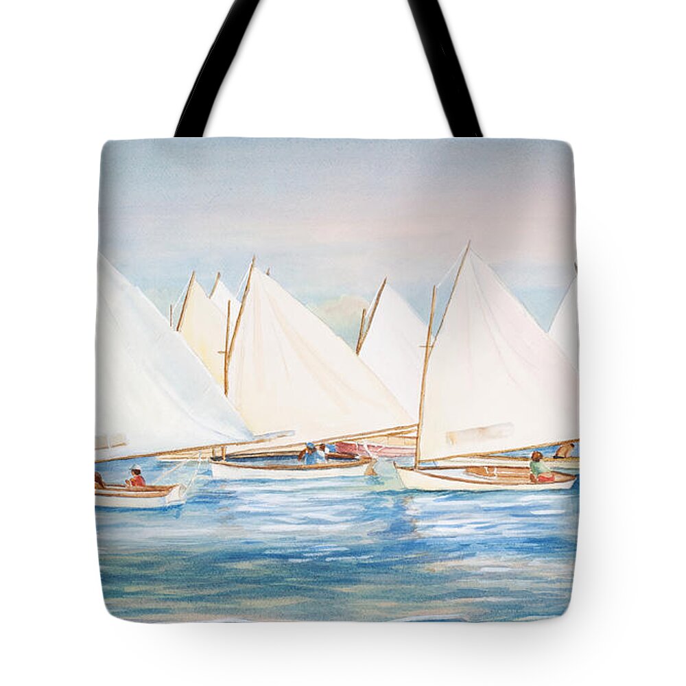 Sailing In The Summertime Ii Tote Bag featuring the painting Sailing in the Summertime II by Michelle Constantine