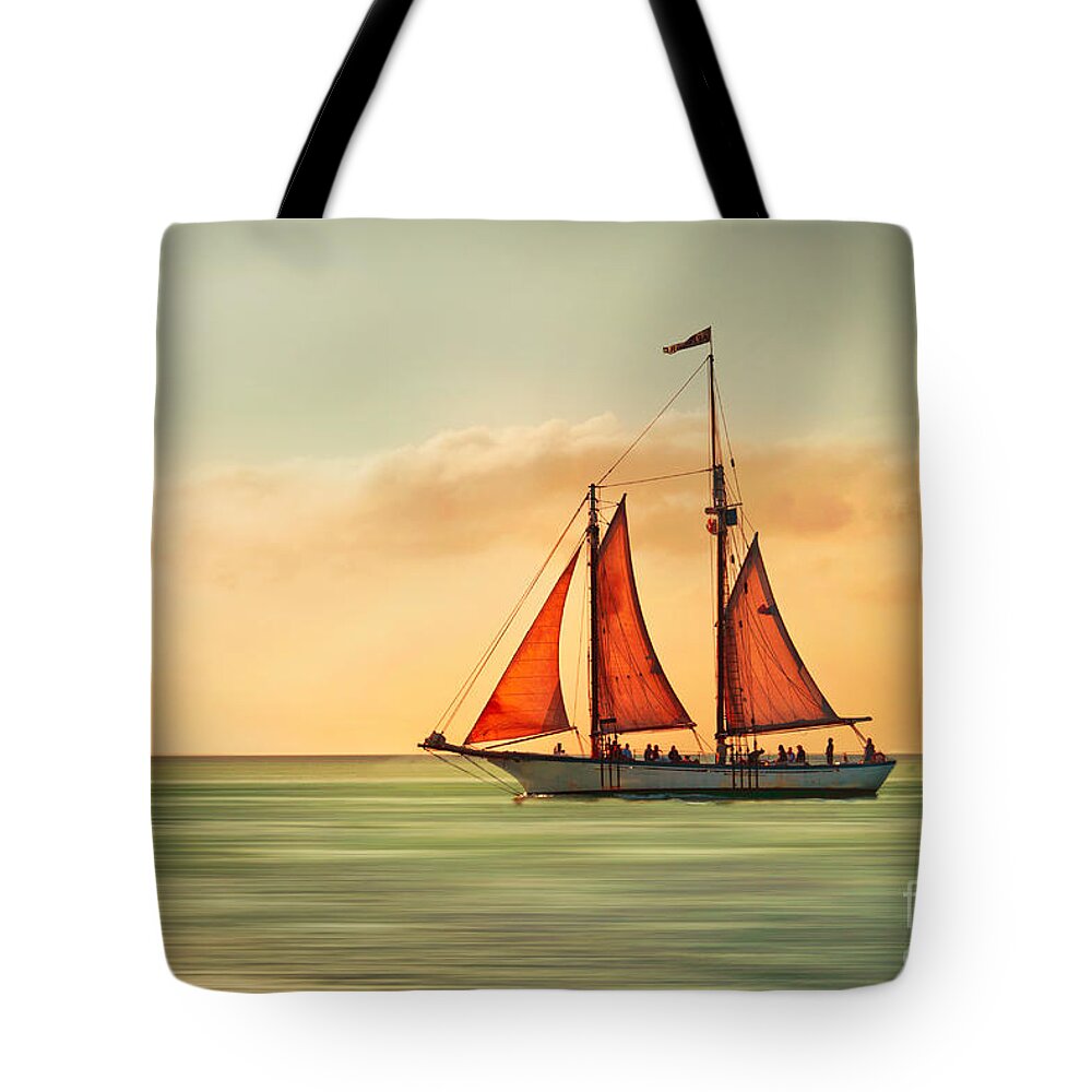 Sailing Tote Bag featuring the photograph Sailing Into The Sun by Hannes Cmarits