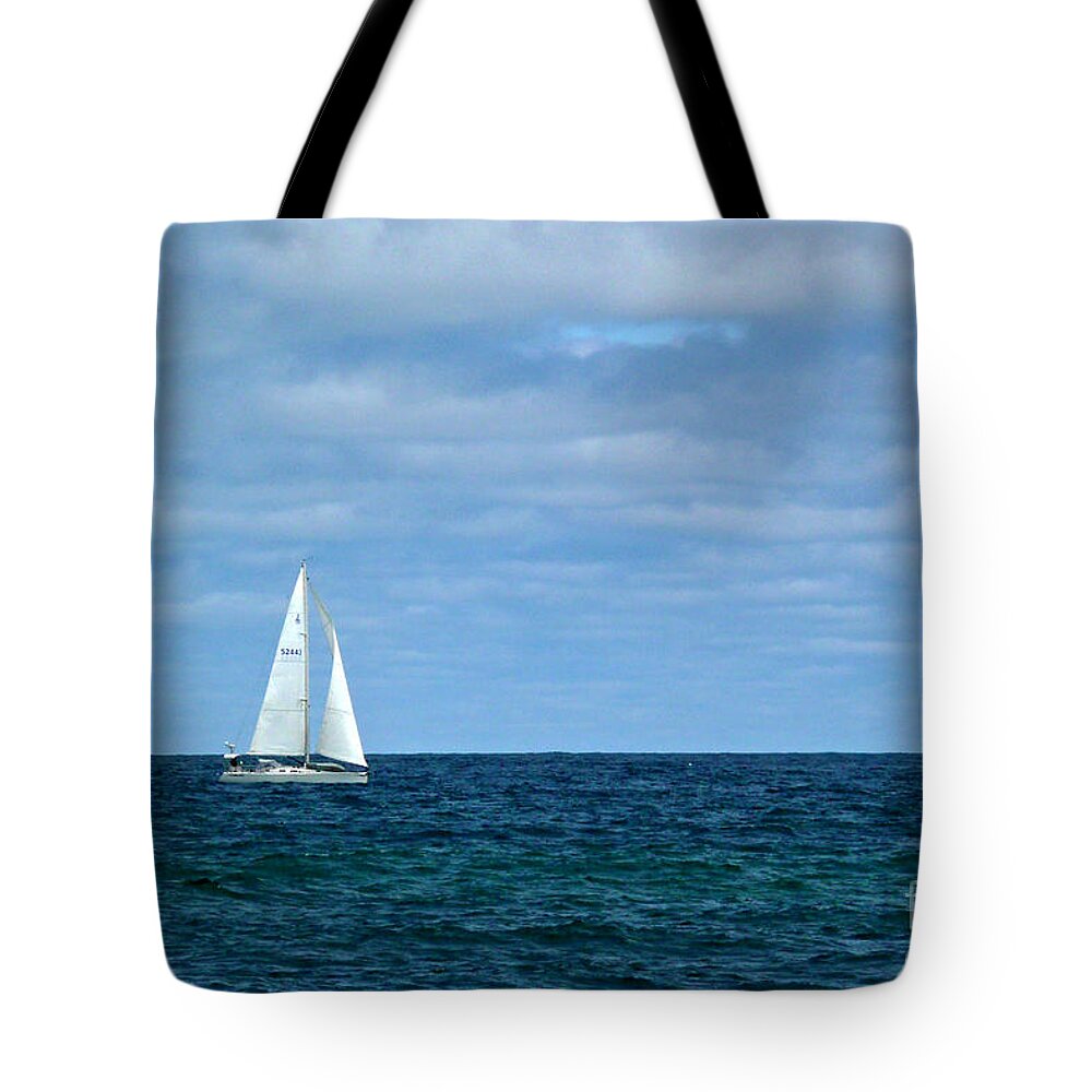 Ocean Tote Bag featuring the photograph Sailing the Ocean Blue by Jayne Carney