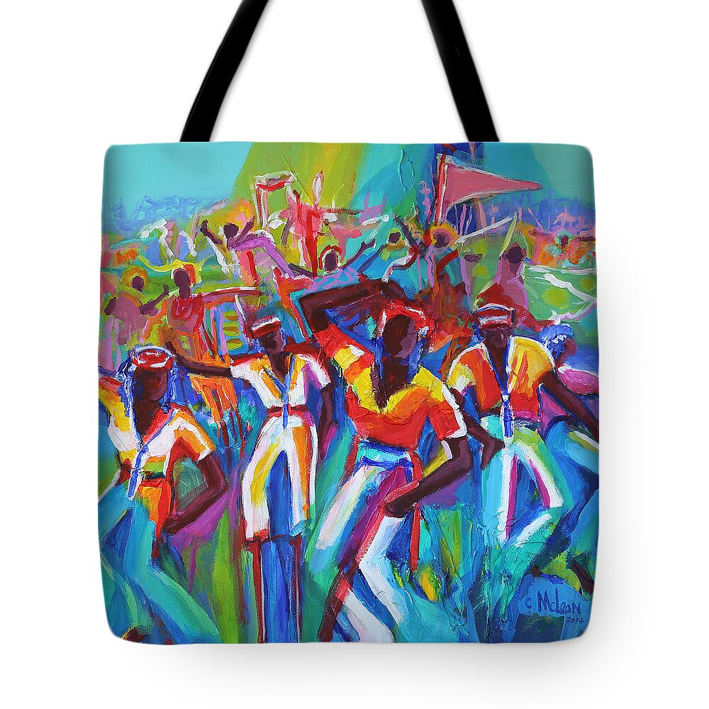 Abstract Tote Bag featuring the painting Sailors Ashore by Cynthia McLean