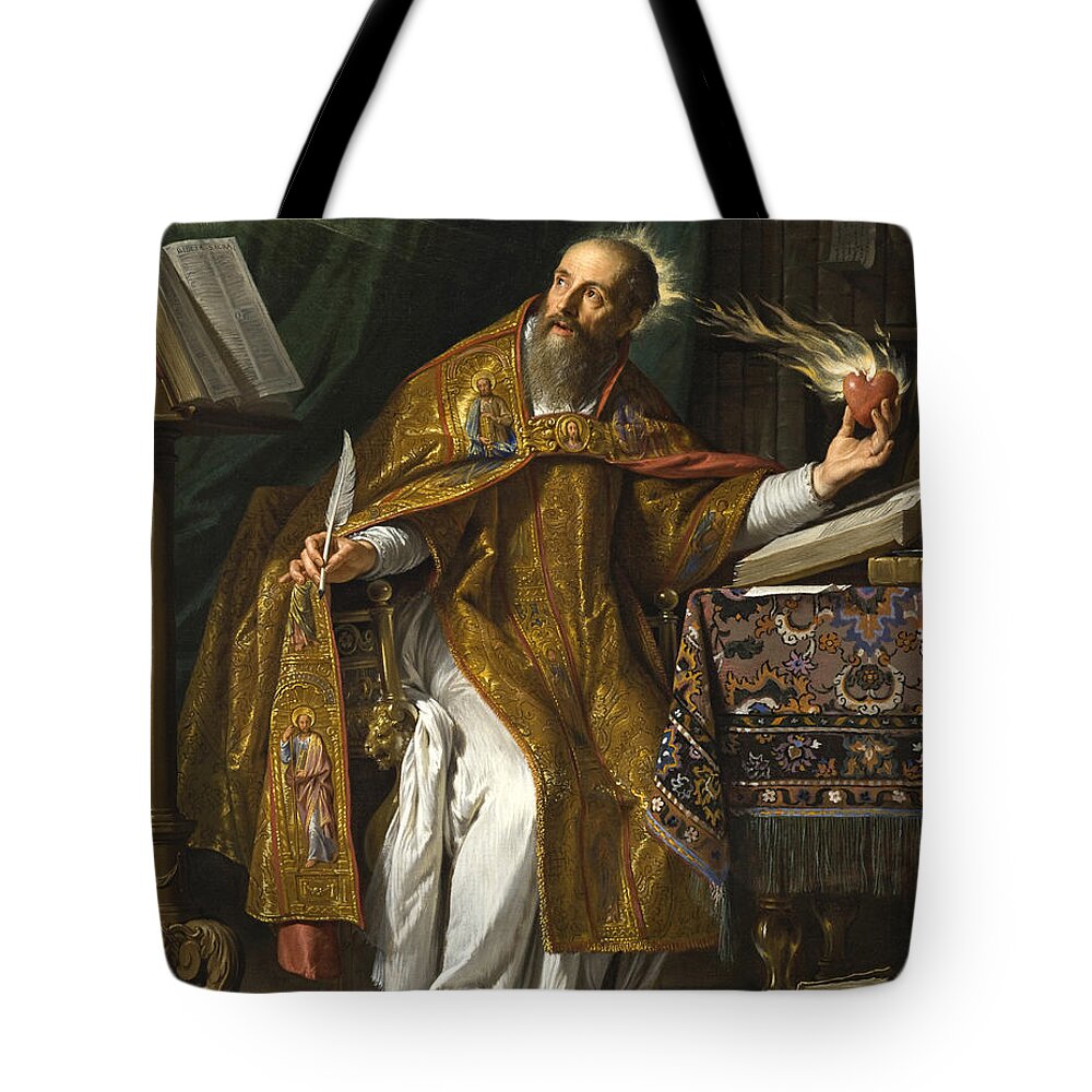 Philippe De Champaigne Tote Bag featuring the painting Saint Augustine by Philippe de Champaigne