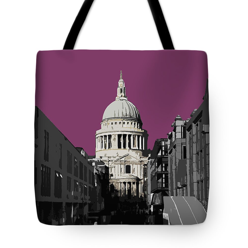 Eye Tote Bag featuring the mixed media Saint Pauls - PURPLE Reign #2 by BFA Prints