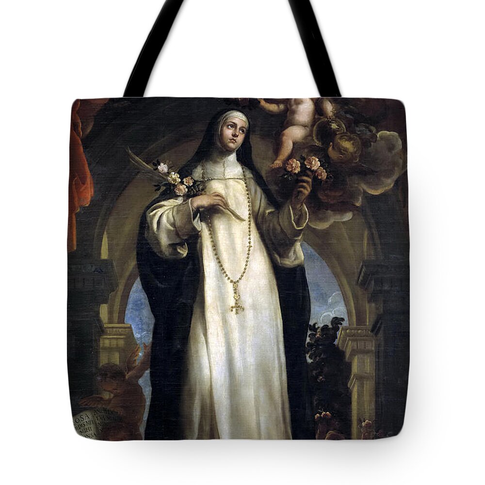 Claudio Coello Tote Bag featuring the painting Saint Rose of Lima by Claudio Coello