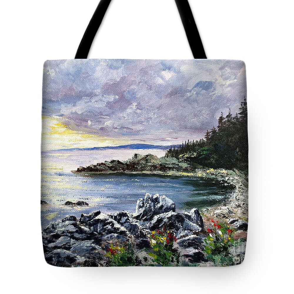 Seascape Tote Bag featuring the painting Salisbury Cove by Lee Piper