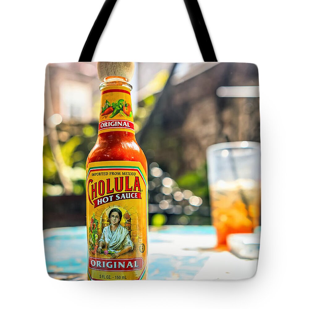 Hot Sauce Tote Bag featuring the photograph Salsa Caliente by Sennie Pierson