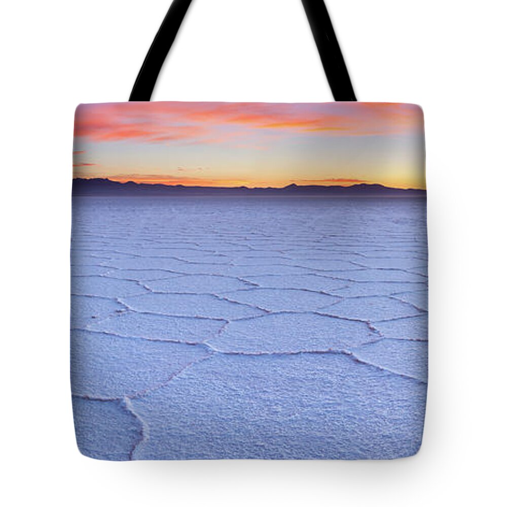 Scenics Tote Bag featuring the photograph Salt Flat Salar De Uyuni In Bolivia At by Sara winter