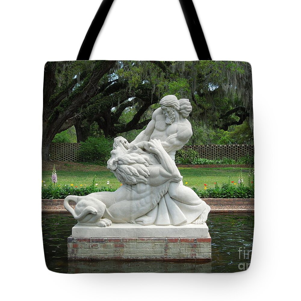 Bible Tote Bag featuring the photograph Sampson And The Lion by Chad and Stacey Hall