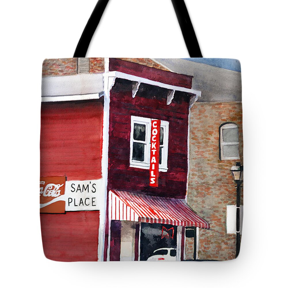 Watercolor Tote Bag featuring the painting Sam's Place by Rick Mosher