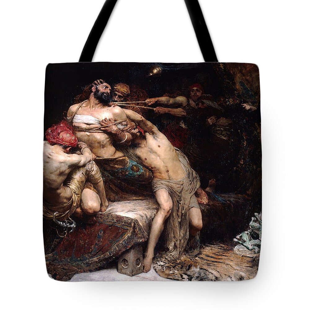 Solomon Joseph Solomon Tote Bag featuring the painting Samson by Solomon Joseph Solomon