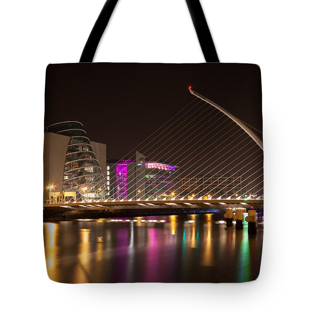 Blue Tote Bag featuring the photograph Samuel Beckett Bridge in Dublin City by Semmick Photo