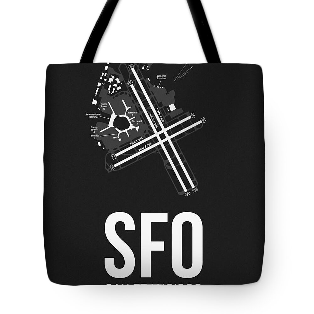 San Francisco Tote Bag featuring the digital art San Francisco Airport Poster 1 by Naxart Studio