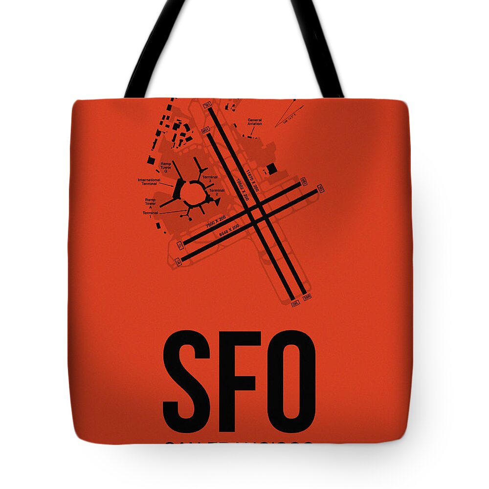 San Francisco Tote Bag featuring the digital art San Francisco Airport Poster 2 by Naxart Studio