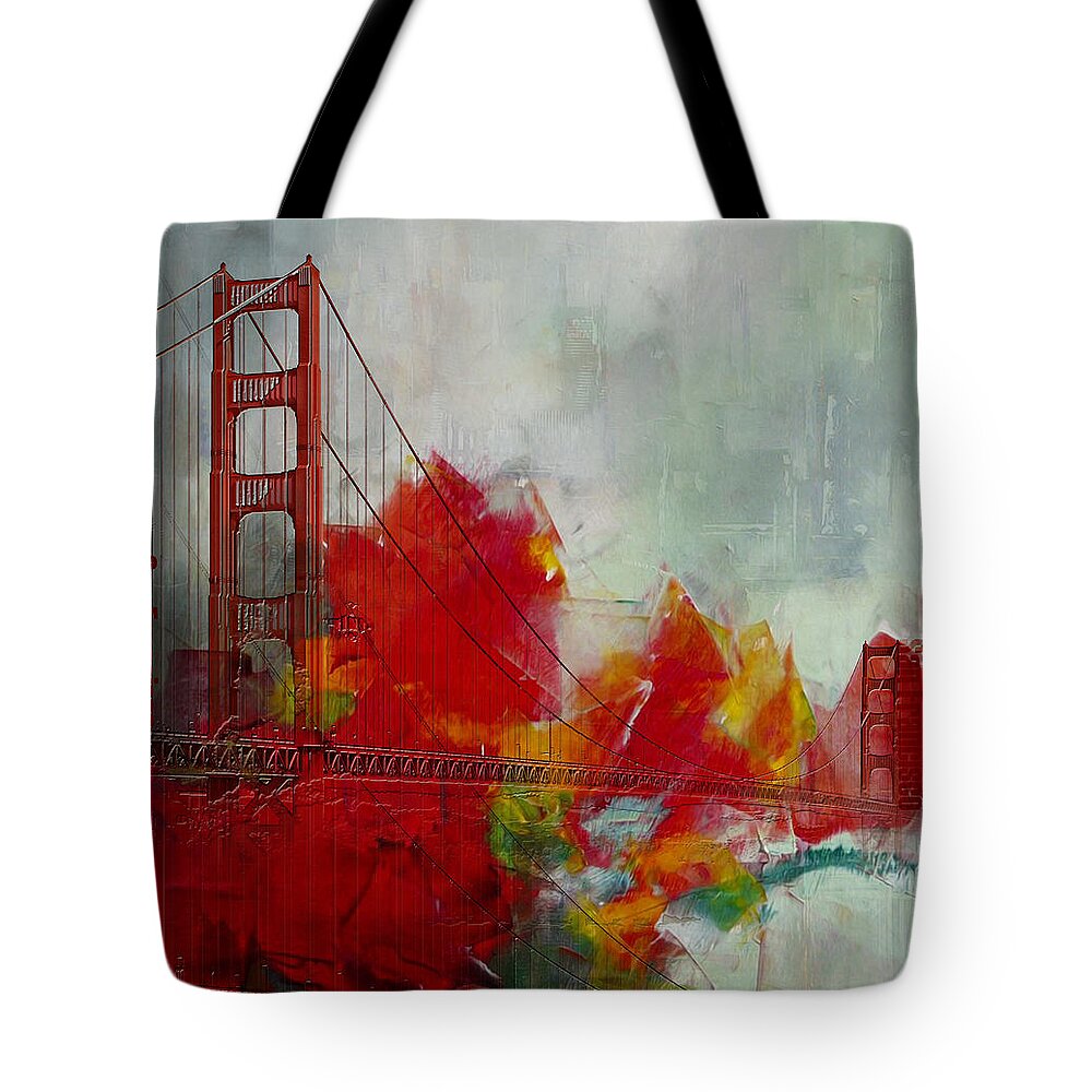 San Francisco Bay Tote Bag featuring the painting San Francisco City Collage by Corporate Art Task Force