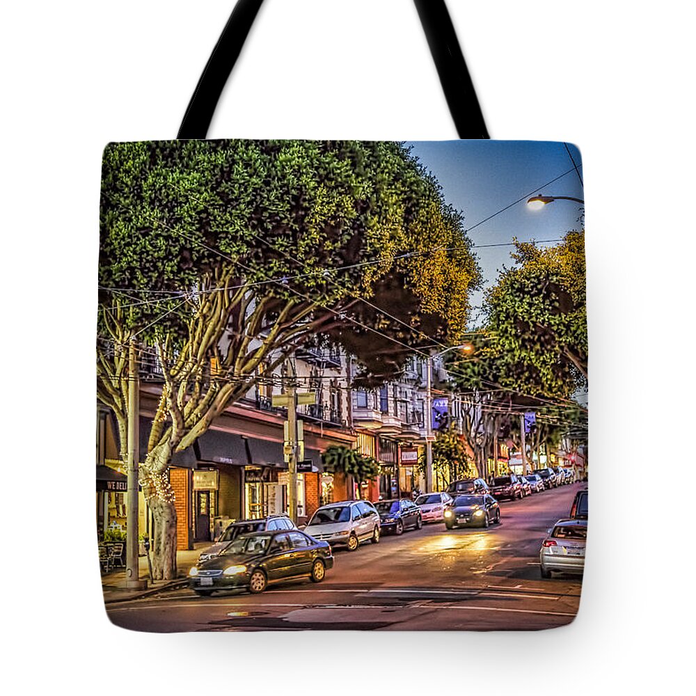 America Tote Bag featuring the photograph HDR effect - San Francisco street by Sue Leonard