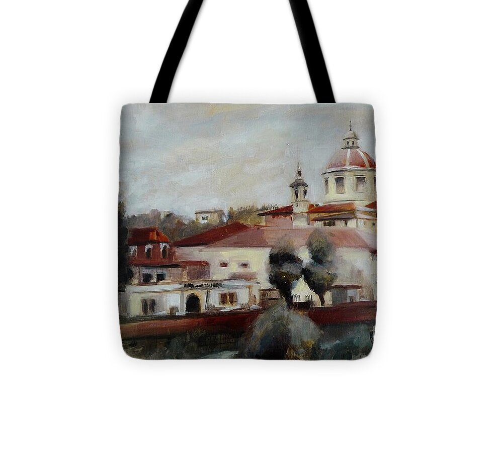 San Frediano Tote Bag featuring the painting San Frediano In Cestello by Karina Plachetka
