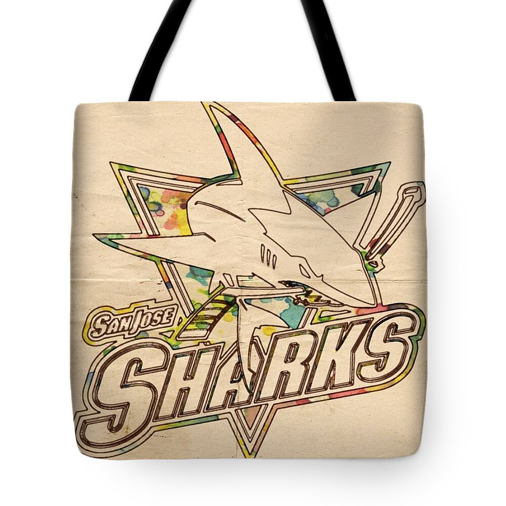 San Jose Sharks Tote Bag featuring the painting San Jose Sharks Vintage Poster by Florian Rodarte